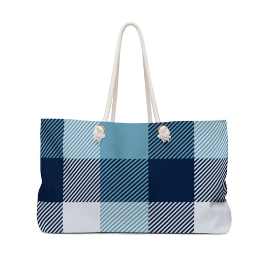 Weekender Tote Bag,  Blue/white Plaid