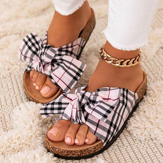 bowknot plaid women fashion sandals