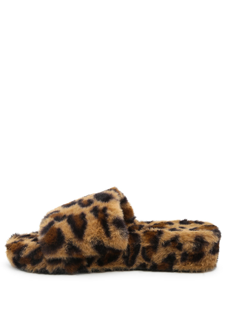 All Day Indoor Fur Flats in Leopard
